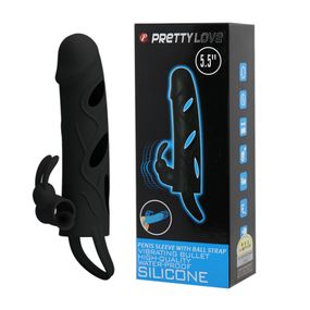 Вибронасадка с кроликом для клитора (черная) sexstyle