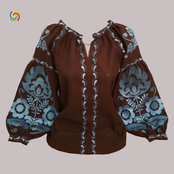 Рубашка Украинская вышиванка 22647 цвет коричневый размер L/XL