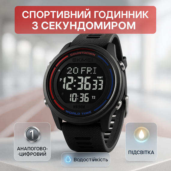 Мужские спортивные часы с гарантией SKMEI 2348BKBK, Водонепроницаемые наручные часы для мужчин PU-46