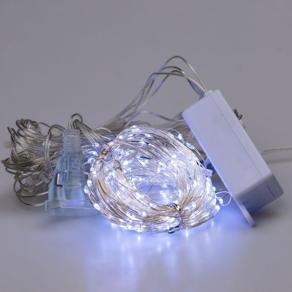Гірлянда штора світлодіодна GarlandoPro 200LED Роса 3х3м 8 режимів 10 ниток гірлянда роса на ялинці Білий 173307W | Зображення 1
