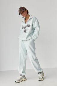 Утеплений спортивний костюм зі світшотом та джогерами - бірюзовий цвет, L (є розміри)