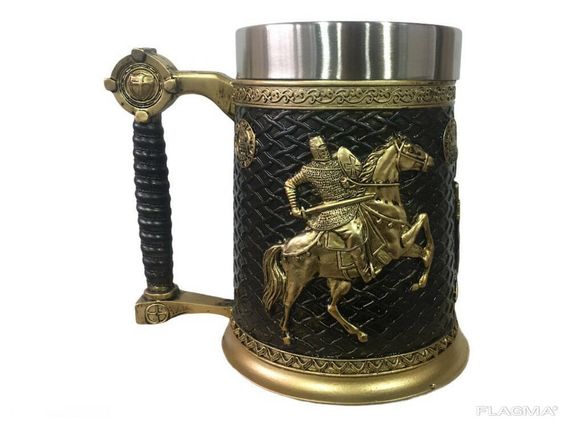 Кружка Чашка 3D Skull Mug Череп Пивная кружка Рыцарь на коне 3D Рыцарь Крестоносец | Зображення 5