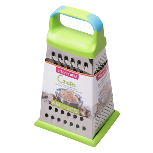 Терка 22см (4 типи лез) з пластиковою ручкою і антиковзаючою основою нержавіюча сталь KAMILLE