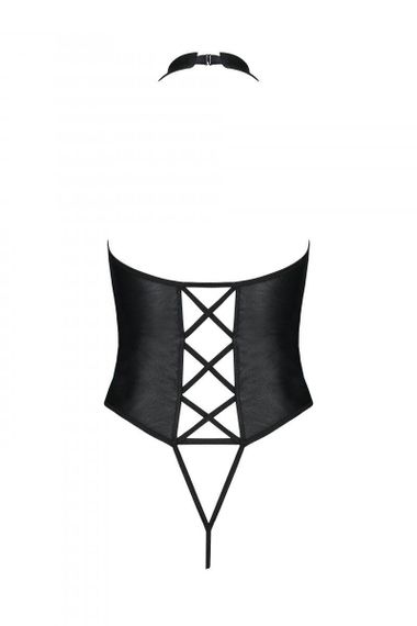 Боди из эко-кожи с имитацией шнуровки и открытым доступом Passion NANCY BODY XXL/XXXL, black sexstyle | Зображення 5