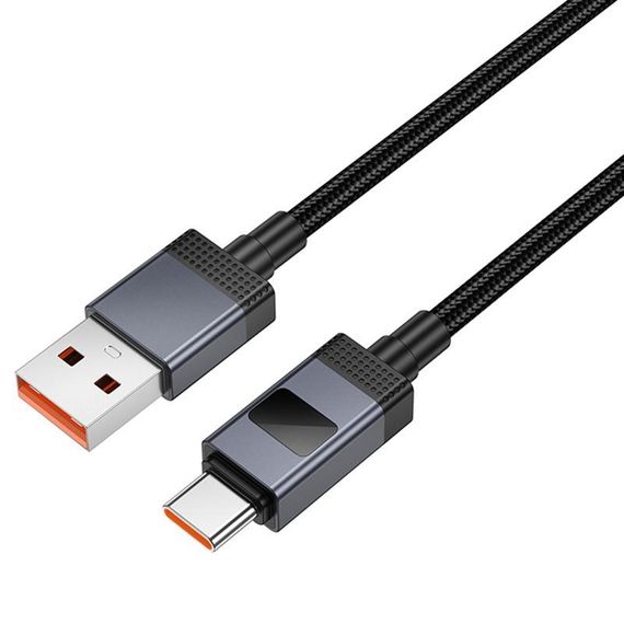 Дата кабель Hoco X118 Generous with display USB to Type-C 5A (1m) Black | Зображення 3