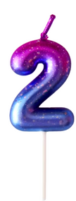 Свічка для торта цифра «2» синьо-фіолетовий металік