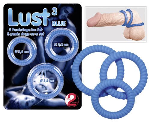Набор эрекционных колец Lust цвет голубой Sex Aura | Зображення 1