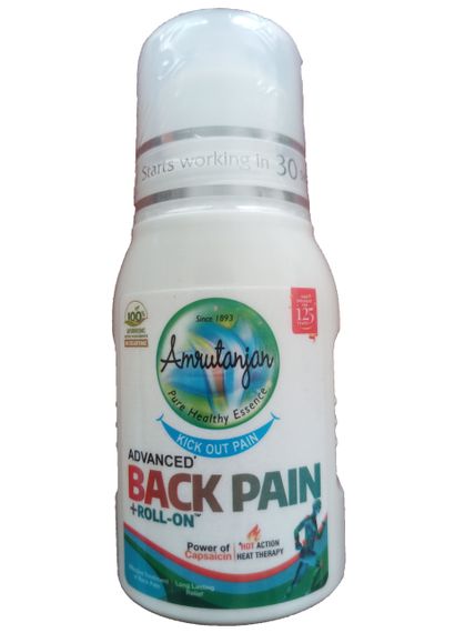 Обезболивающий роликовый бальзам для спины, 50 мл, Амрутанджан, Back Pain Roll, 50 ml, Amrutanja