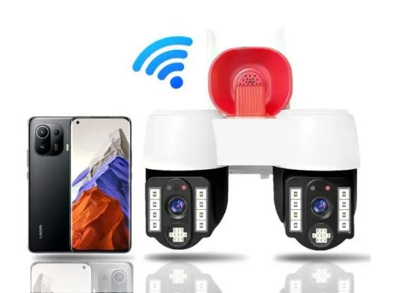 Високопродуктивна камера відеоспостереження з двома напрямками руху, WIFI, горизонтальне обертання на 360° та вертикальне на 90°, водонепроникна, нічне бачення, датчик руху, 4M, x10, V380pro | Зображення 1