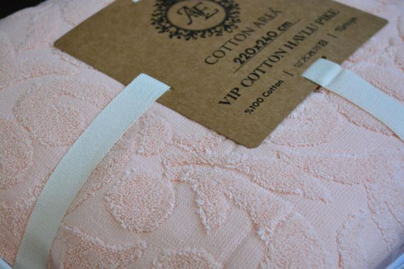 Махровое покрывало Cotton Area 220 х 240 см Персиковое | Зображення 2