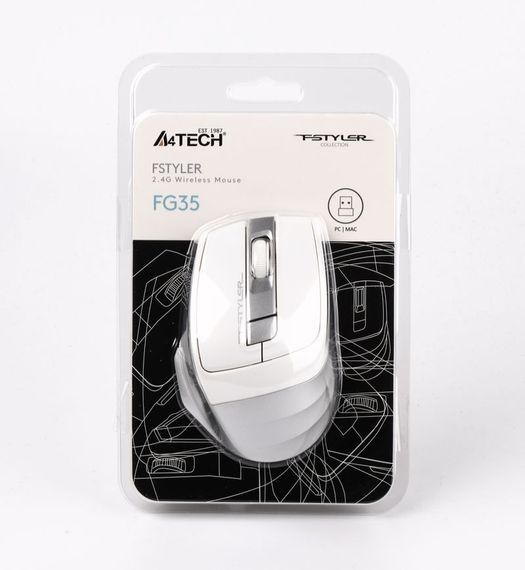 Миша бездротова A4Tech Fstyler FG35,  USB, колір сріблястий + білий | Зображення 4