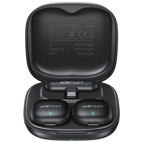 Петличный беспроводной микрофон Acefast R1 Lightning Black