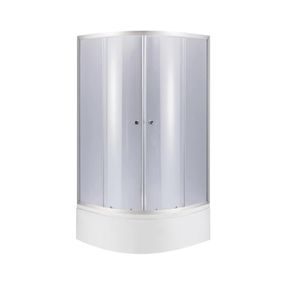 Lidz Latwa SC80x80.SAT.HIGH.GR Душова кабіна напівкругла, скло тон. 4 мм + Lidz Душовий піддон KAPIELKA ST80x80x41, з панеллю