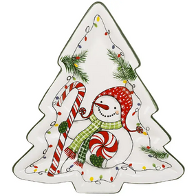 Блюдо керамічне у формі ялинки Зимова казка, 25.6*23.3*2.8см
