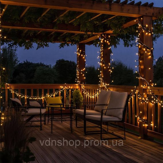 Новорічна гірлянда вулична 50 м 500 LED з сонячною батареєю чорний провід Жовтий SB500L50MBY | Зображення 2