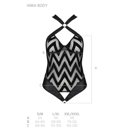 Сітчастий боді з халтером та ритмічним малюнком Passion Hima Body XXL/XXXL, black | Зображення 4