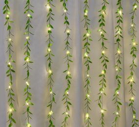Новогодняя гирлянда 200 Led листьев плакучей ивы (Штора) на медной проволоке Мультицветная 3M*1M