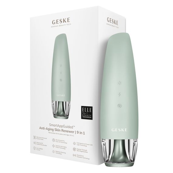 Антивіковий LED-випромінювач для відновлення шкіри обличчя GESKE Anti-Aging Skin Renewer 9в1 starlight, Зелений