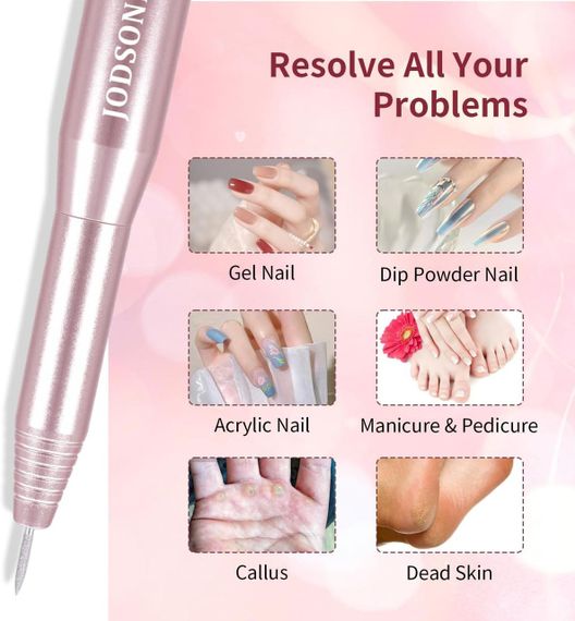 Професійна електрична дриль для нігтів JODSONE 20000 об/хв з USB та 6 змінними насадками | Зображення 2