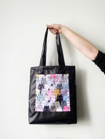 Сумка шоппер  с карманом 4Profi "Cats" оксфорд чёрная 14912