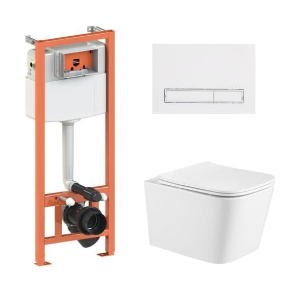 Готове рішення Qtap для ванної кімнати: підвісний унітаз Crow Ultra Quiet 490x360x290 + комплект інсталяції Nest 4 в 1 (лінійна