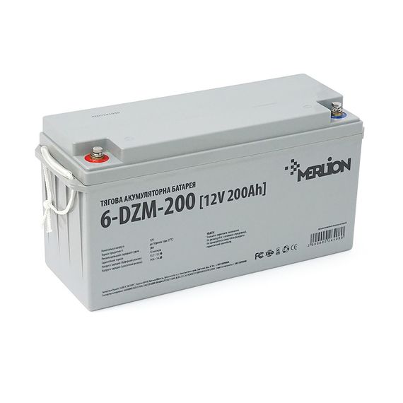 Тяговая аккумуляторная батарея AGM MERLION 6-DZM-200.12V 200A h М8 (495x165x230)