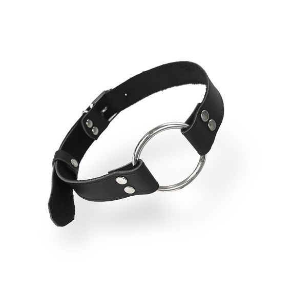 Кляп Металлическое кольцо из натуральной кожи Art of Sex - Gag Ring Metal, цвет Черный | Зображення 1