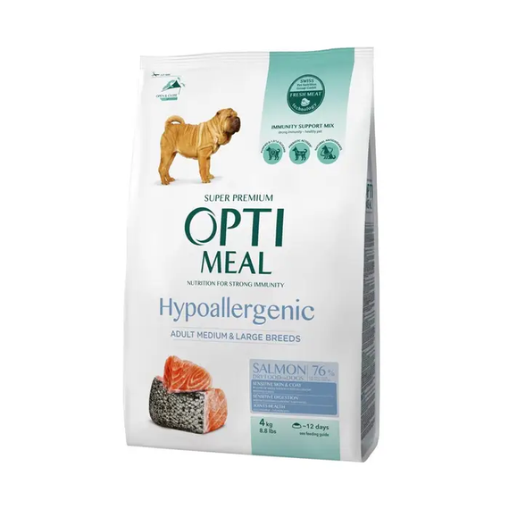 Сухий гіпоалергенний корм Optimeal Hypoallergenic для дорослих собак середньої та великої породи, лосось 4 кг