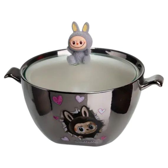 Бульонница фарфоровая Labubu с крышкой и ручками 800 мл FM-34A