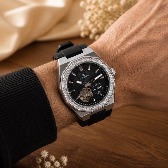 Наручний механічний годинник Forsining 8313 Black-Silver-Black | Зображення 6