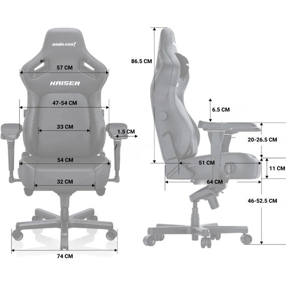 Крісло ігрове Anda Seat Kaiser 4 Fabric Size XL Grey (AD12YDDC-XLL-20-G-CF) | Зображення 7