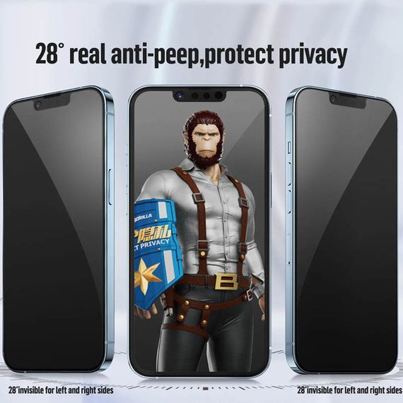Захисне 2.5D скло Blueo Full Cover Anti-Peep для Apple iPhone 15 Plus / 16 Plus (6.7") Чорний | Зображення 1