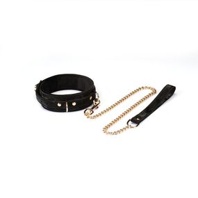 Ошейник с поводком Liebe Seele Boudoir Amor Collar with Leash Black, три кольца Sex Aura