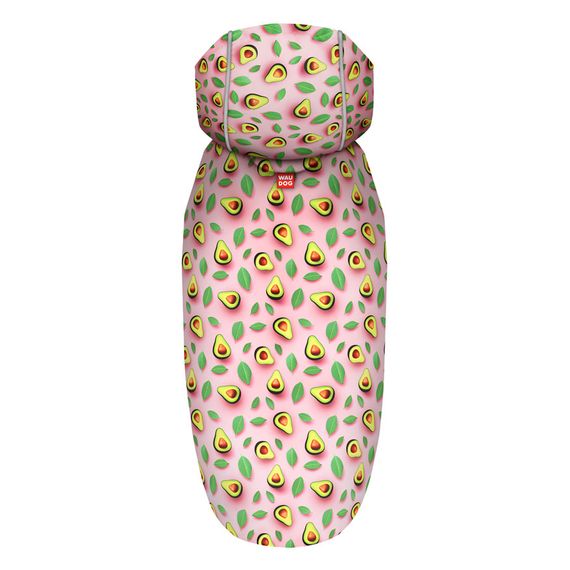 Дощовик-накидка з капюшоном для собак WAUDOG Clothes, малюнок "Авокадо на рожевому", M, А 40-43 см, B 52-62 | Зображення 2