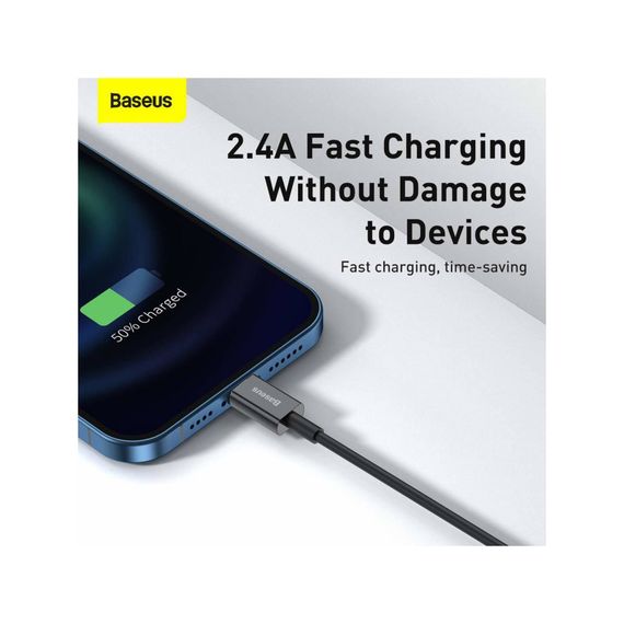 Дата кабель USB 2.0 AM to Lightning 1.0m 2.4A Superior Series Black Baseus (CALYS-A01) | Зображення 7