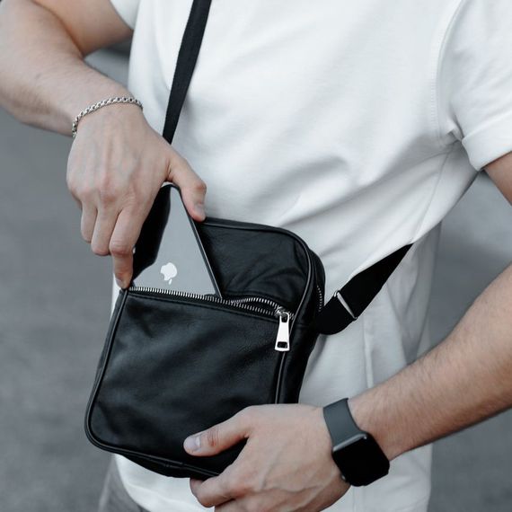 Сумка ділова для документів, Поштова сумка для документів чоловіча чорна вертикальна щоденна HC-48 | Зображення 9