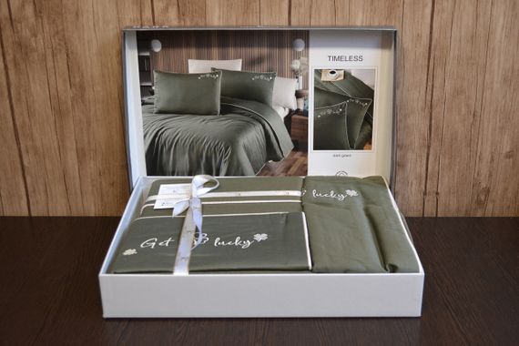 Постельное белье First Choice Deluxe Satin 200х220 Timeless Dark Green | Зображення 2