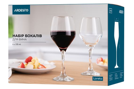 Набір келихів ARDESTO  для вина Loreto 6 шт, 330 мл, скло (AR2633LW) | Зображення 1