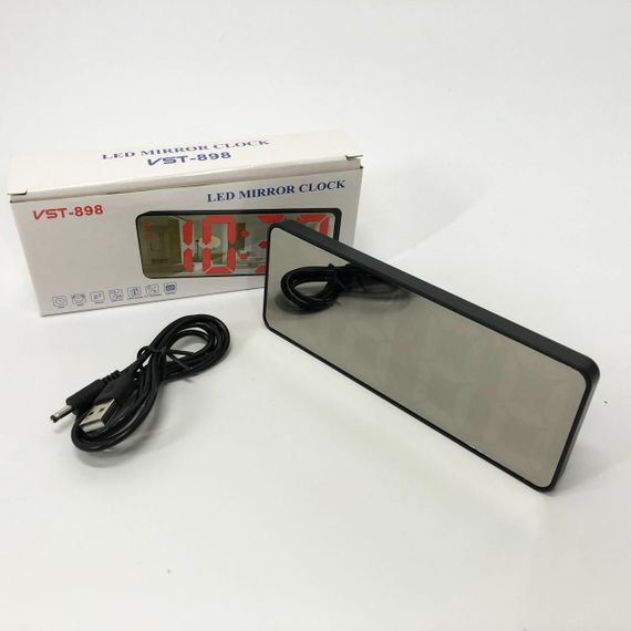Электронные настольные LED часы от USB VST-898-1 с будильником и термометром, Настольные LED Лед часы | Зображення 4