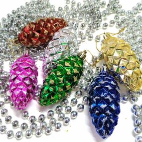 Набір новорічних іграшок 5 шт Шишки | прикраси ялинкові  | новорічні іграшки