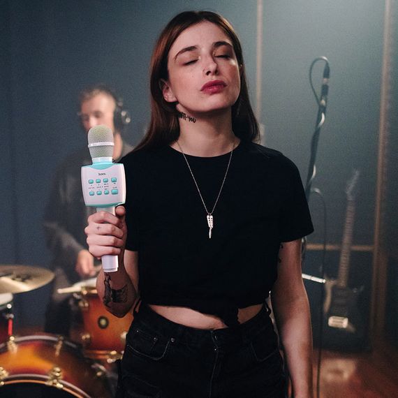 Караоке Микрофон-колонка Hoco BK5 Голубой | Зображення 6