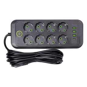 Сетевой фильтр 4.8 м удлинитель на 8 розеток с 3 USB 1 Type-C и кнопкой отключения F20U Белый HP-5-30