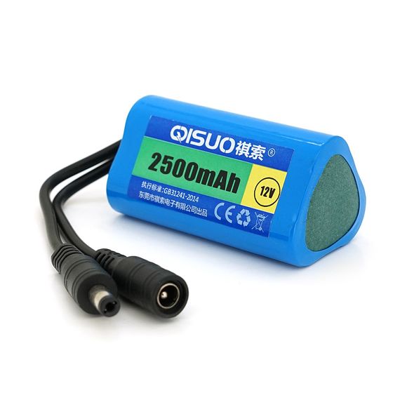 Аккумуляторная батарея литиевая QiSuo 12V 2.2A с элементами Li-ion 18650, DC5.5x2.1, (37x37x67mm)