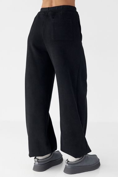 Спортивні штани палаццо з накладною кишенею - чорний цвет, M (є розміри) | Зображення 1