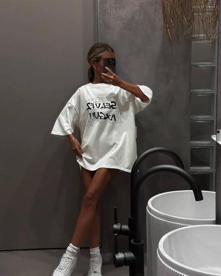 Футболка женская с принтом повседневная S Белая