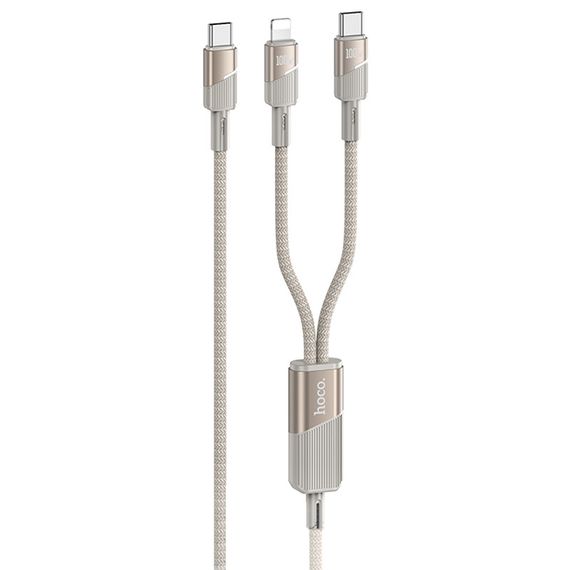 Дата кабель Hoco U139 Type-C to Lightning/Type-C 100W (1.2m) Gold