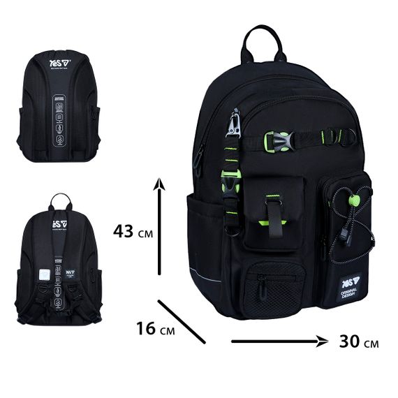 Рюкзак школьный YES TS-43L Just Black 550480 20.6 л | Зображення 2