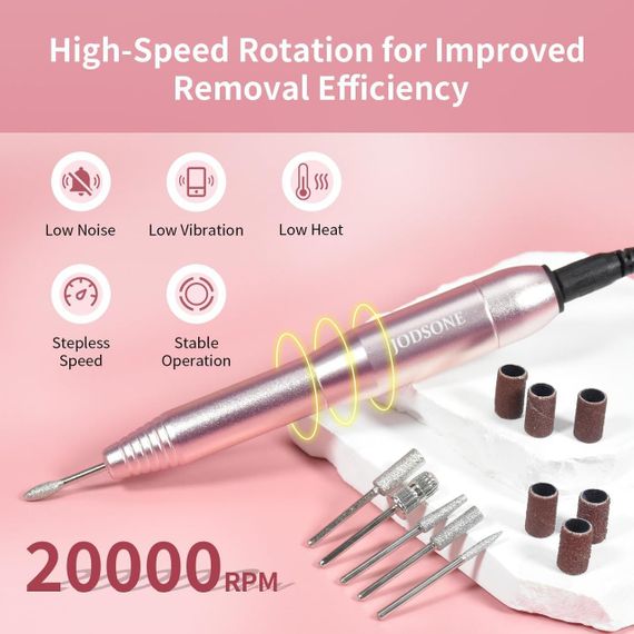 Професійна електрична дриль для нігтів JODSONE 20000 об/хв з USB та 6 змінними насадками | Зображення 4