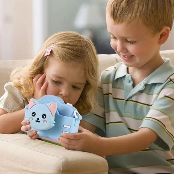 Дитячий цифровий фотоапарат Котик 1080HD, 40MP, A3S, Блакитний / Фотокамера з чохлом для дітей | Зображення 7