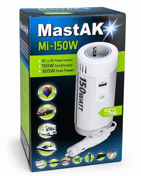 Перетворювач напруги з 12v 220v MastAK MI-150W | Зображення 5
